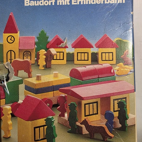 Vintage Lorenz Spielwelt Wooden Village And Train Building Set 70s West Germany - Picture 14 of 16